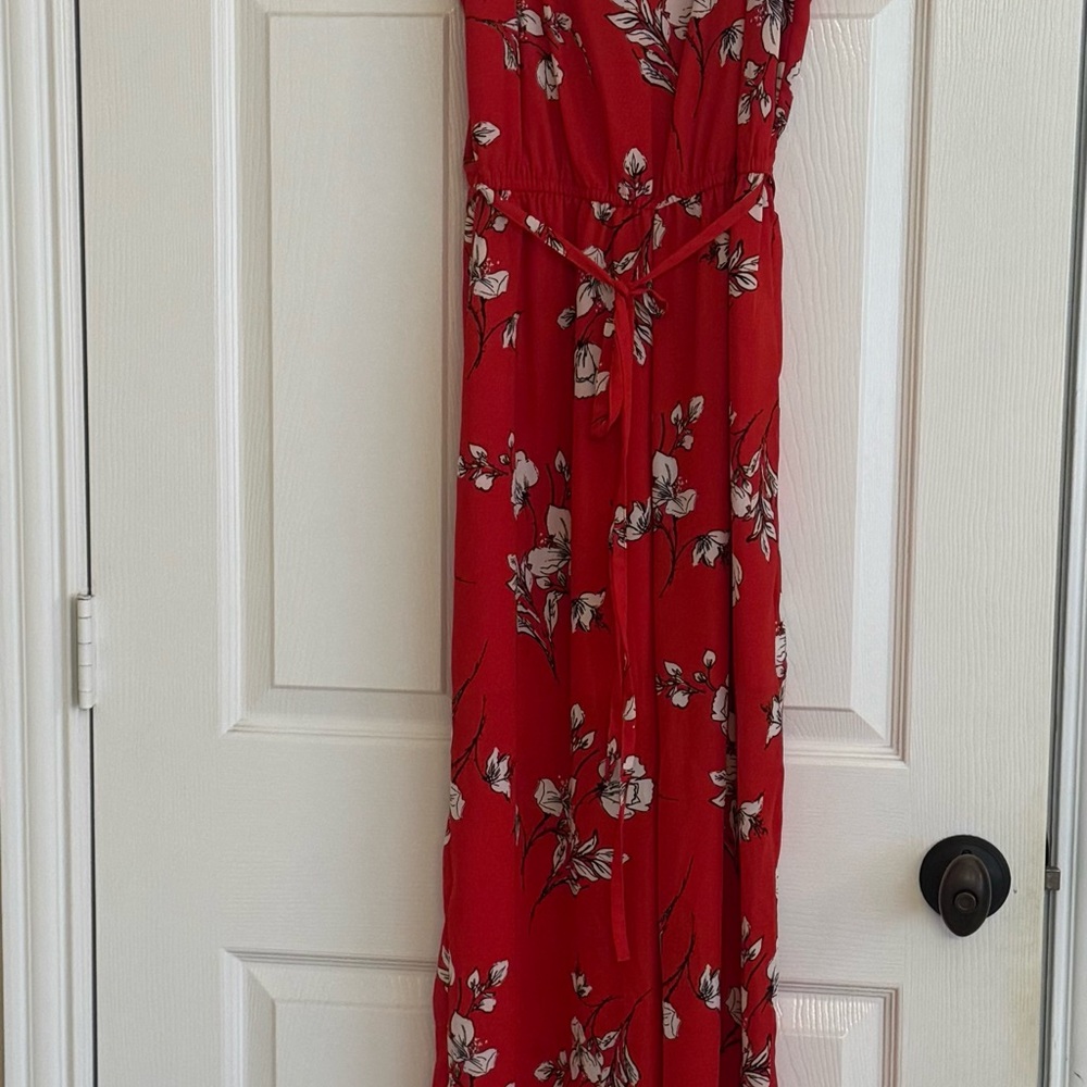 Skies Are Blue Vibrant Red Floral Dress